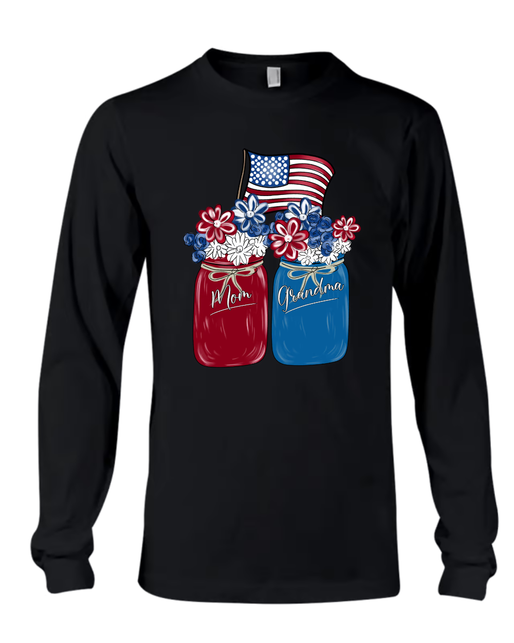 Mom Grandma Shirt - Custom Floral Flag American Family Names Tee - Perfect 4th of July Gift for Her