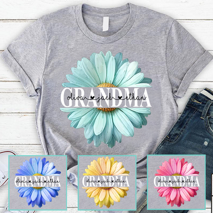 Grandma Flower Daisy Color And Grandkids Mother's Day