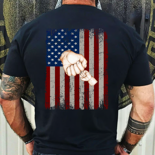 Papa Hands Flag With Kids Father's Day Gift Backside
