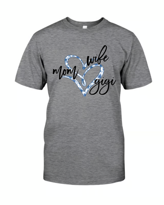 Wife Mom Gigi Est Year Blue Flower CTH01