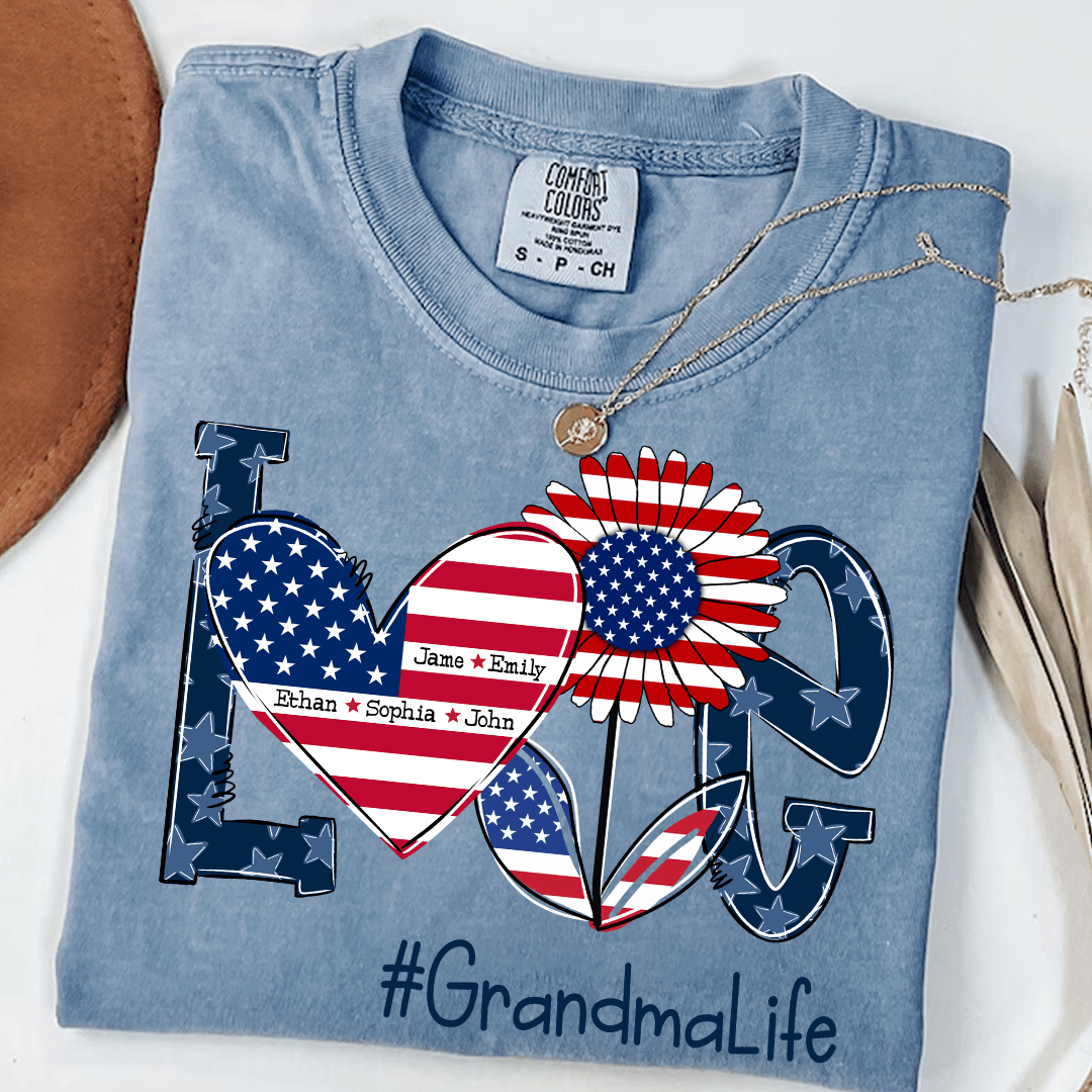 Love Grandma Life With Grandkids Heart Flag Sunflower