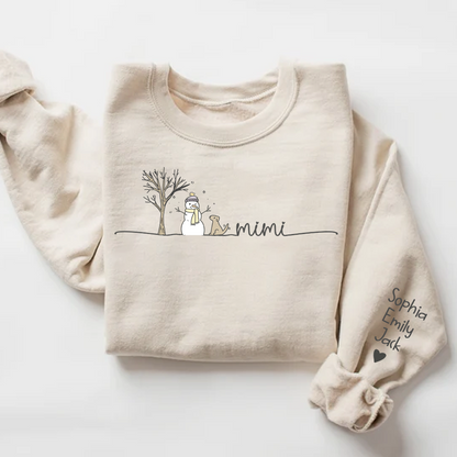 Personalized Mimi Christmas Snowman And Grandkids