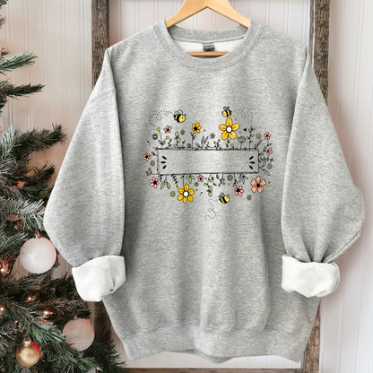 Personalized Grandma Flower Bee And Grandkids Custom Names Sweatshirt