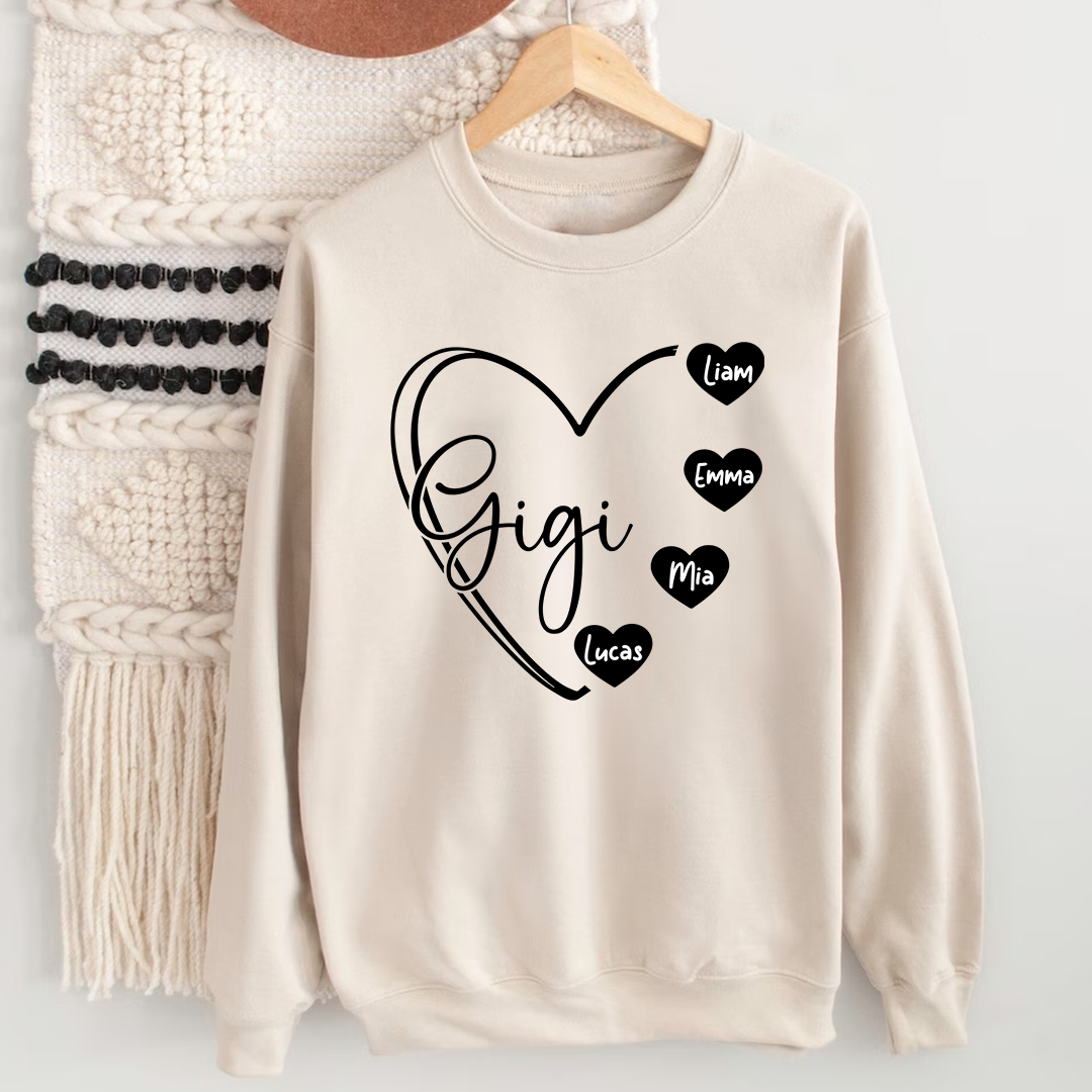 Personalized Gigi Grandma Nana With Kids Heart CTH01