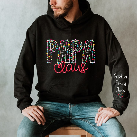 Papa Claus Christmas lights And kids Christmas Merry Hoodie  Hoodie