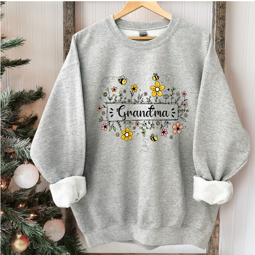 Personalized Grandma Flower Bee And Grandkids Custom Names