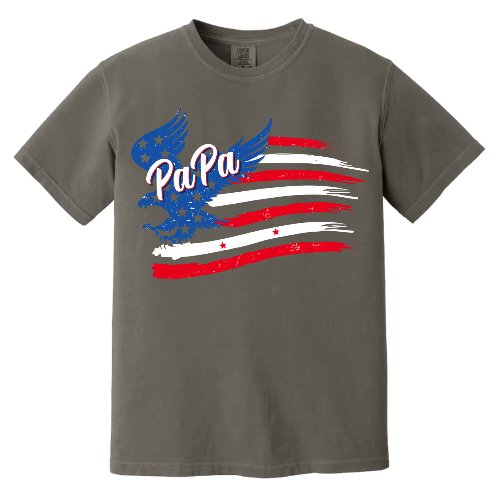 Comfort Colors® Papa with Grandkids Names 4th Of July G09 T-Shirt