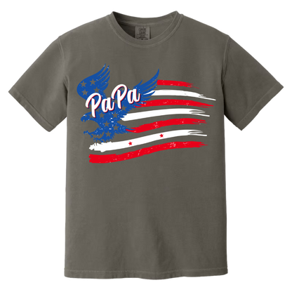 Comfort Colors® Papa with Grandkids Names 4th Of July G09 T-Shirt