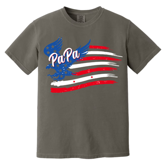 Comfort Colors® Papa with Grandkids Names 4th Of July G09 T-Shirt