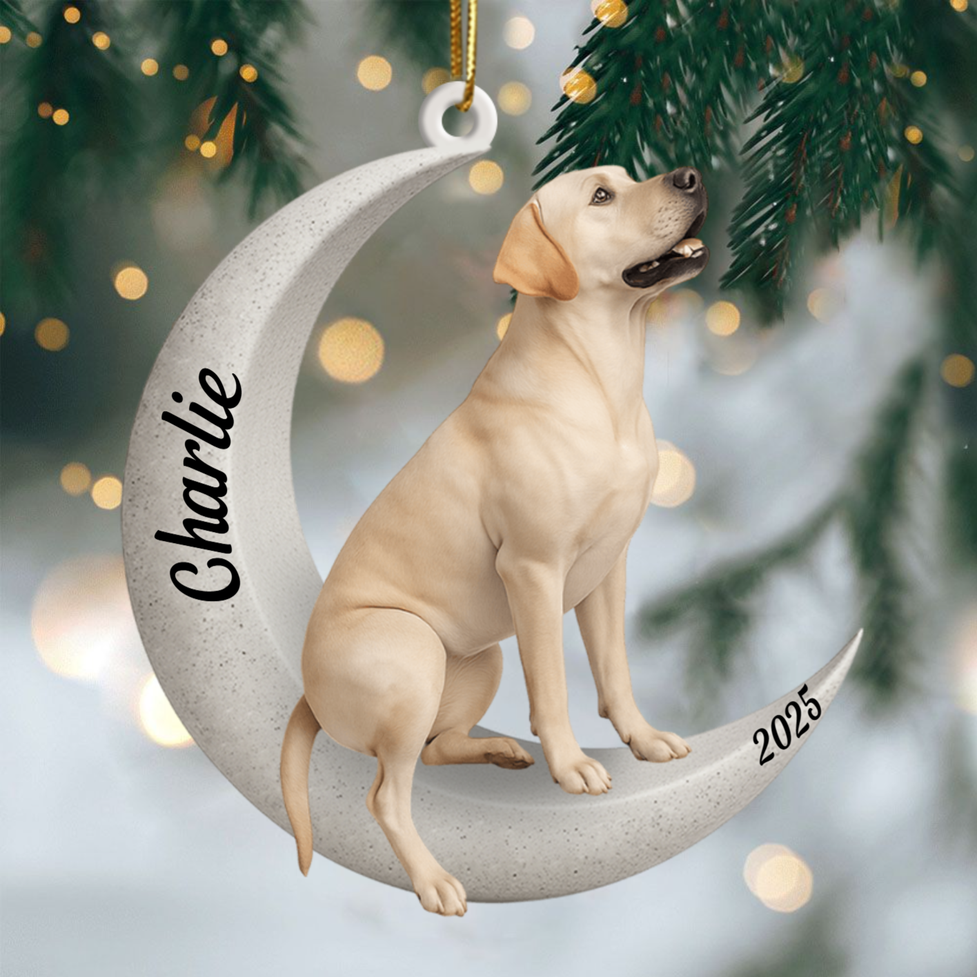 Custom Labrador Retriever On The Moon Ornament 2025, Custom Double-Sided Acrylic Decoration, Unique Christmas Gift For Dog Lovers Ornament