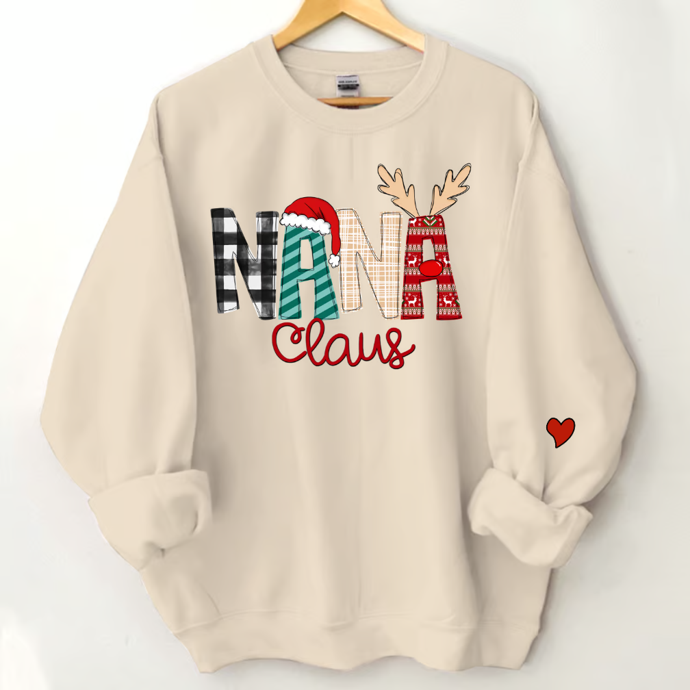 Custom Christmas Mimi Claus Sweatshirt , 2023 Christmas Nana Sweatshirt Sweatshirt