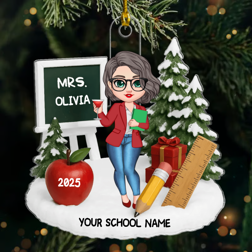 Personalized Teacher Things Ornament 2025, Custom 3D Acrylic Decoration, Unique Christmas Gift For Teachers And Colleagues Ornament