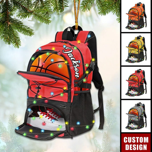 Personalized Basketball Backpack Ornament 2025 – Custom Name & Color Sports Ornament Gift for Basketball Players & Fans Ornament