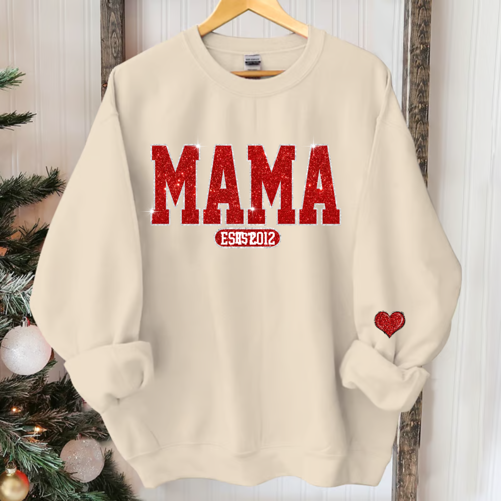 Glitter Custom Name Mom Est And Kids Name  Sweatshirt