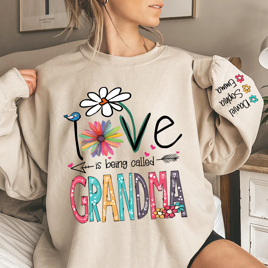 Personalized Flower I love Being Grandma Sweatshirt, Custom Grandma With Grandkids Christmas Sweatshirt
