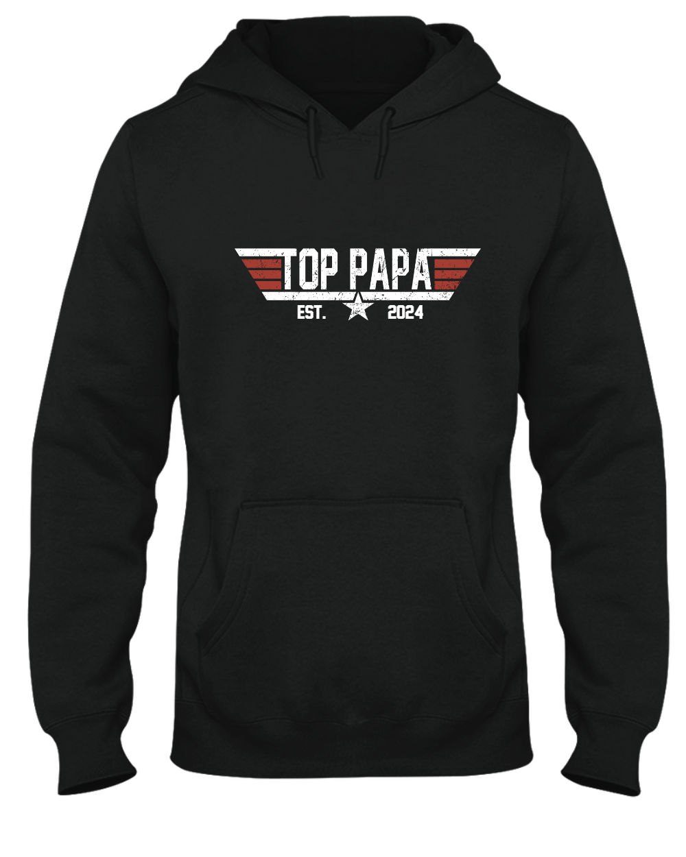 Personalized Top Papa Hoodie – Custom Kids’ Names & Est. Year, Military-Style Family Gift for Dad, Poppy, Grandpa, Daddy
