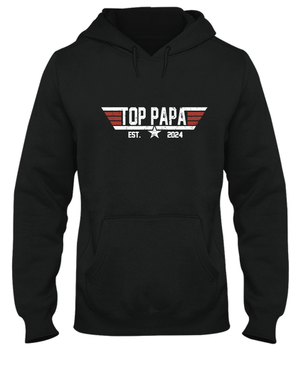 Personalized Top Papa Hoodie – Custom Kids’ Names & Est. Year, Military-Style Family Gift for Dad, Poppy, Grandpa, Daddy