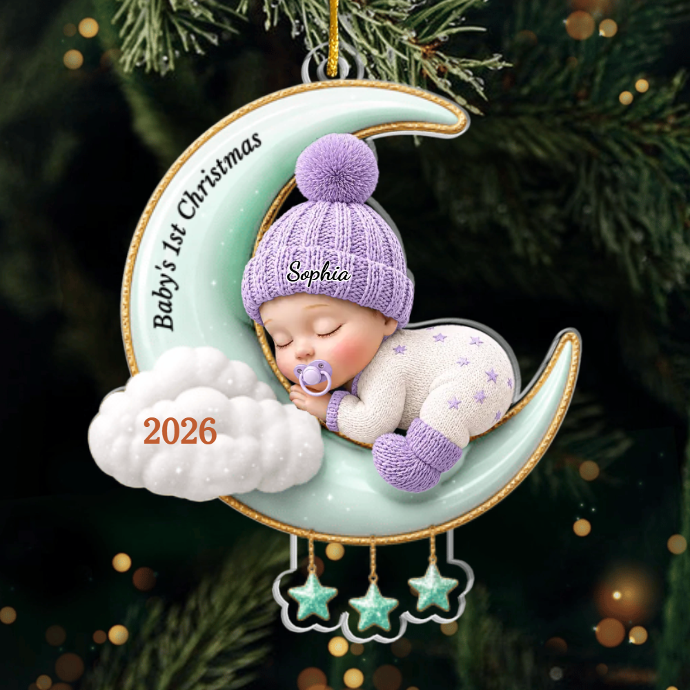 Custom Acrylic Ornament - Personalized Baby Shower, Gender Reveal Gifts For New Moms, New Dads, New Parents - Tiny Miracle Arrived Ornament