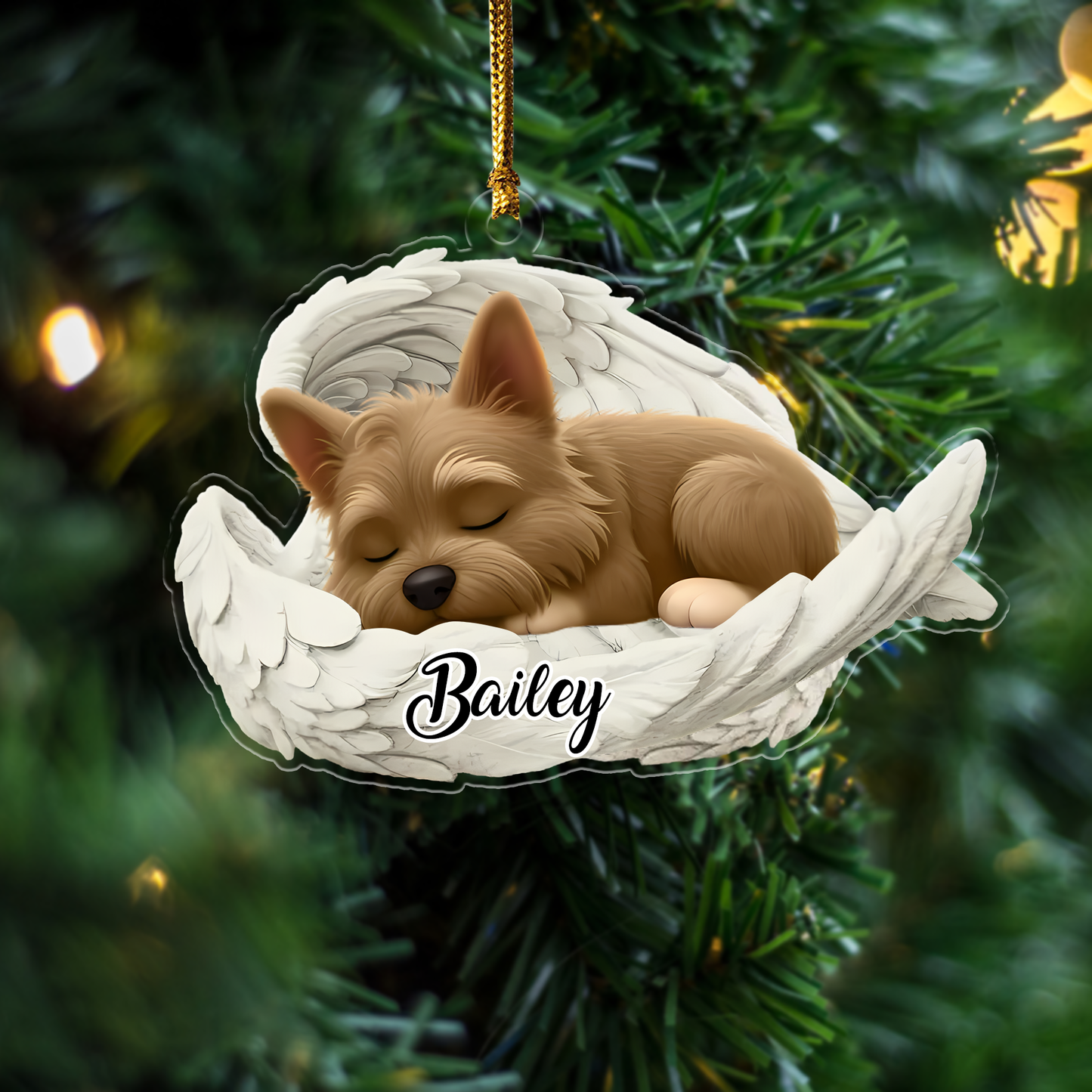 Custom Cairn Terrier Angel Dog Ornament – Personalized Sleeping Dog Christmas Gift for Dog Lovers, Pet Memorial Tree Decoration Ornament