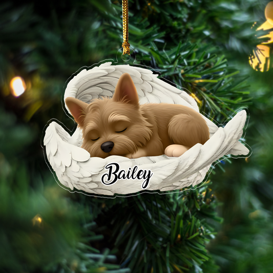 Custom Cairn Terrier Angel Dog Ornament – Personalized Sleeping Dog Christmas Gift for Dog Lovers, Pet Memorial Tree Decoration Ornament
