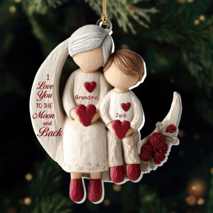 Personalized Grandma & Grandchild Moon Love Ornament – Custom Acrylic Keepsake, Heartfelt Christmas Gift for Her Ornament