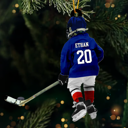 Custom Hockey Player Ornament 2025 – Personalized Christmas Gift for Hockey Lovers & Kids Ornament