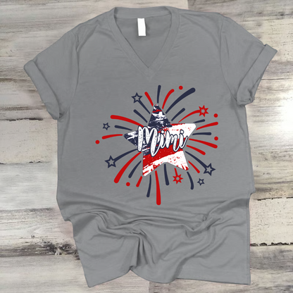 Personalized Mimi 4th of July Shirt, Custom Grandmother Name Patriotic T-Shirt, Independence Day Gift for Mimi, USA Fireworks Family Tee