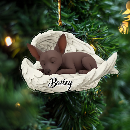 Custom Mexican Hairless Dog Angel Ornament – Personalized Sleeping Dog Christmas Gift for Dog Lovers, Pet Memorial Tree Decoration Ornament