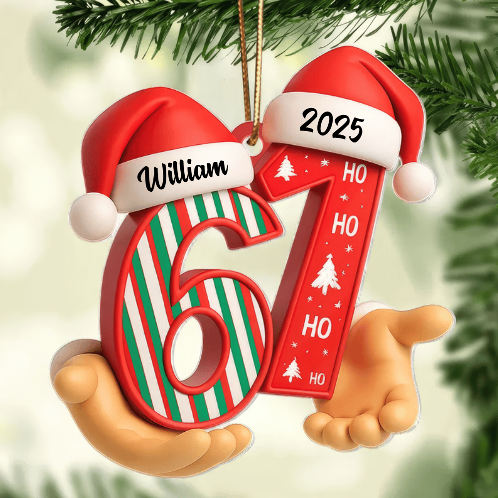 Personalized Six Seven 3D Effect Ornament 2025, Custom Acrylic Decoration, Funny Teen Slang Christmas Gift For Grandkids And Teens Ornament