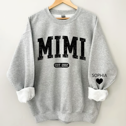 Custom Mimi Nana Grammy Est with Granddaughter and Grandson Names Sweatshirt