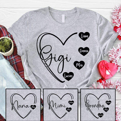 Personalized Gigi Grandma Nana With Kids Heart CTH01
