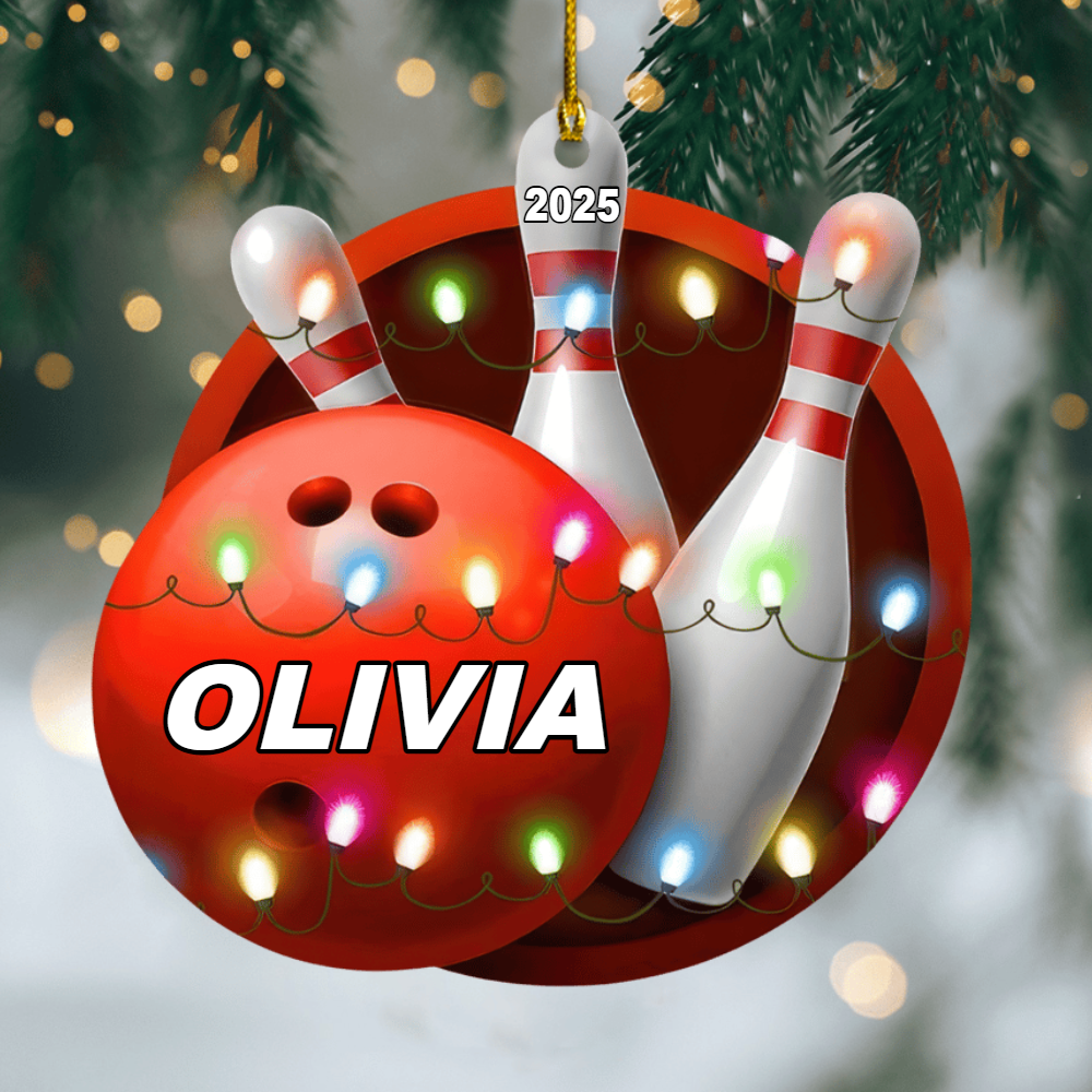 Personalized Bowling Ball Ornament 2025, Custom Name Acrylic Sports Decoration, Unique Christmas Gift For Bowling Lovers Ornament