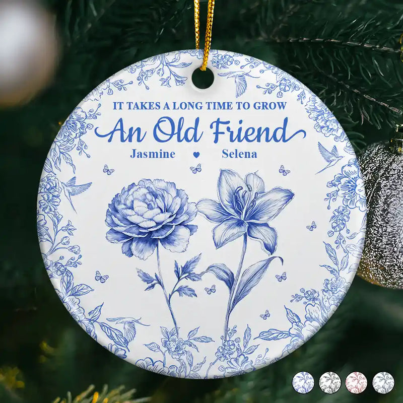 Grow An Old Friend Toile Birth Flower - Personalized Circle