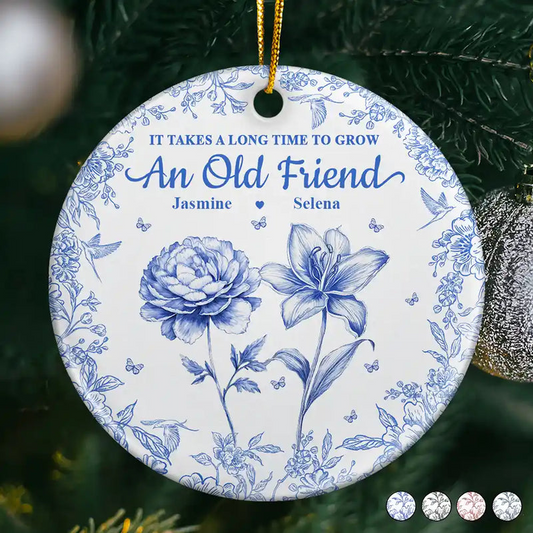 Grow An Old Friend Toile Birth Flower - Personalized Circle