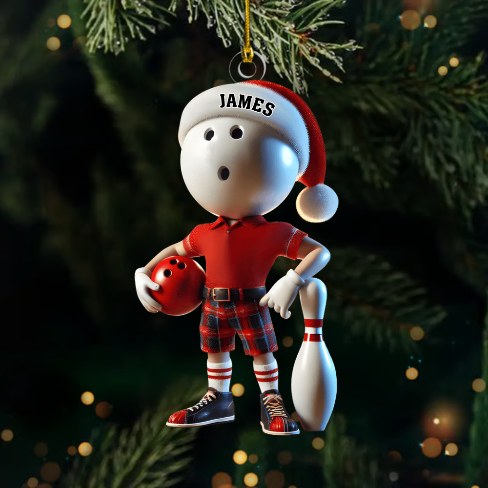 Personalized Bowling Player Ornament – Custom Name & Color Christmas Gift for Bowlers 2025 Ornament