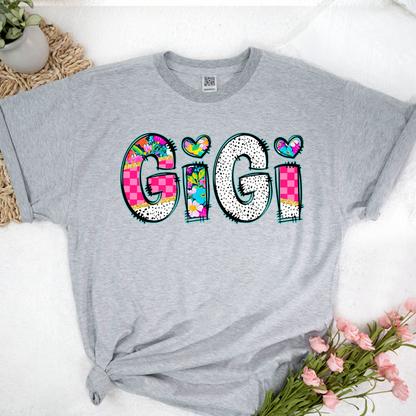 Pink Gigi Floral Custom Gigi And Grandkids T-Shirt
