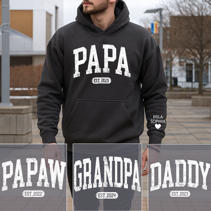 Personalized Papa Grandpa Daddy Papaw Hoodie for Men, Custom Name & Year EST. Sweatshirt, New Grandpa Gift 2026, Father’s Day Gift for Dad or Papa, Unisex Heavy Blend Pullover Hoodie