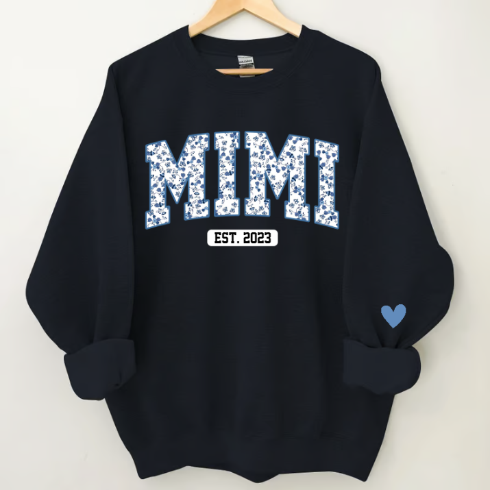 Nana Flower Pattern Sweatshirt, Custom Grandma With Kids, Grandma Gift TH Sweatshirt