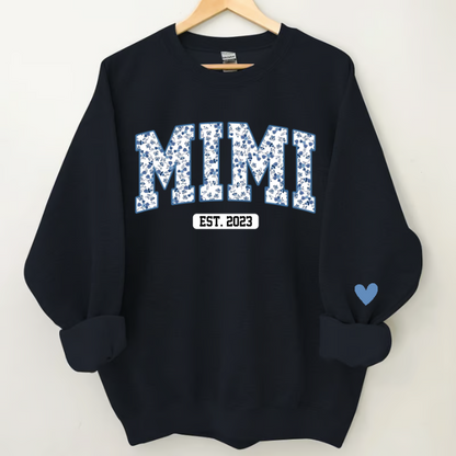 Nana Flower Pattern Sweatshirt, Custom Grandma With Kids, Grandma Gift TH Sweatshirt
