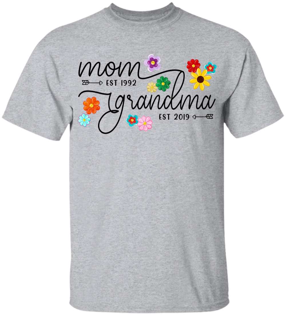 Custom Mom Grandma Est Flower Color With Grandkids