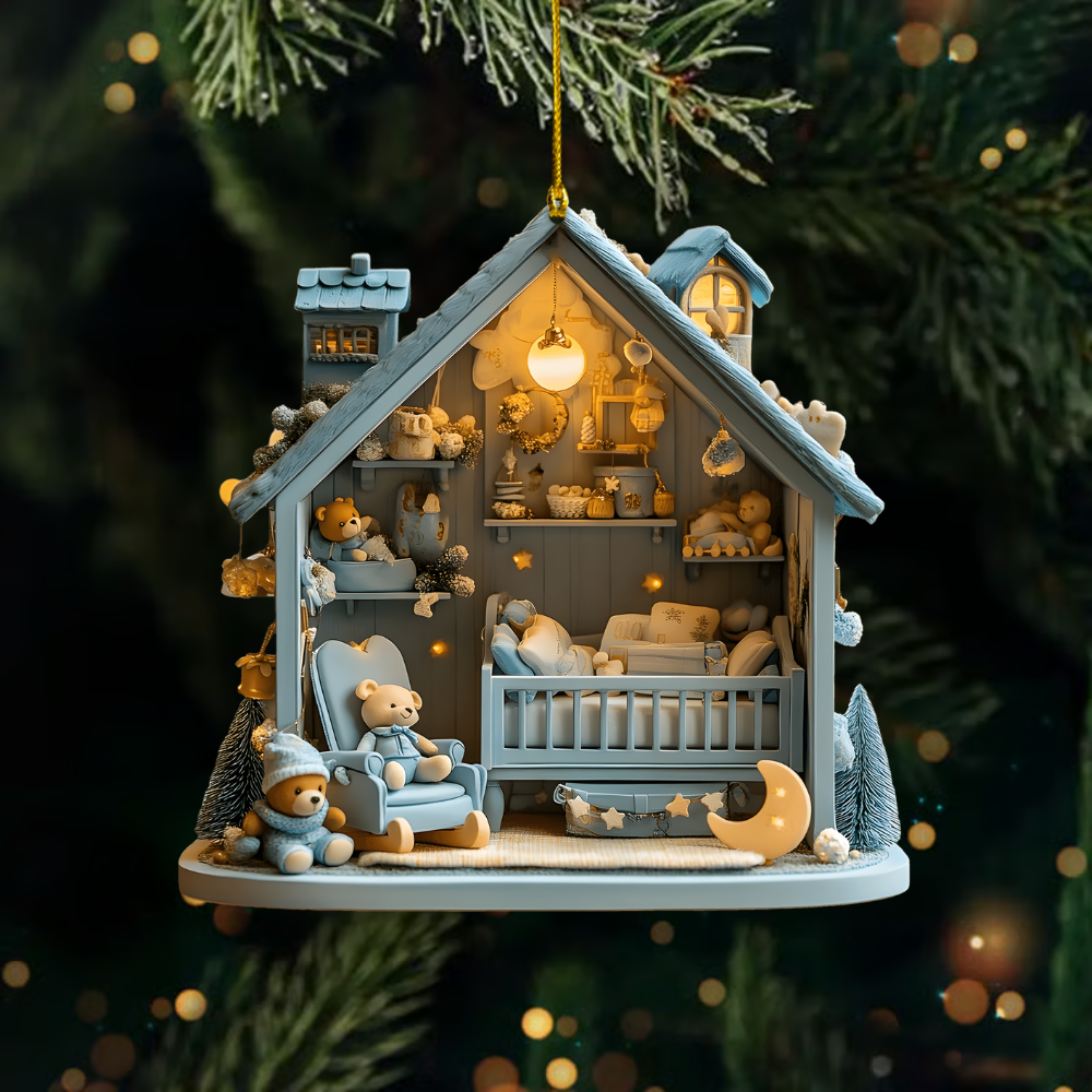 Personalized Baby Nursery Ornament – Custom Name Newborn Room Christmas Tree Decoration 2025 Ornament