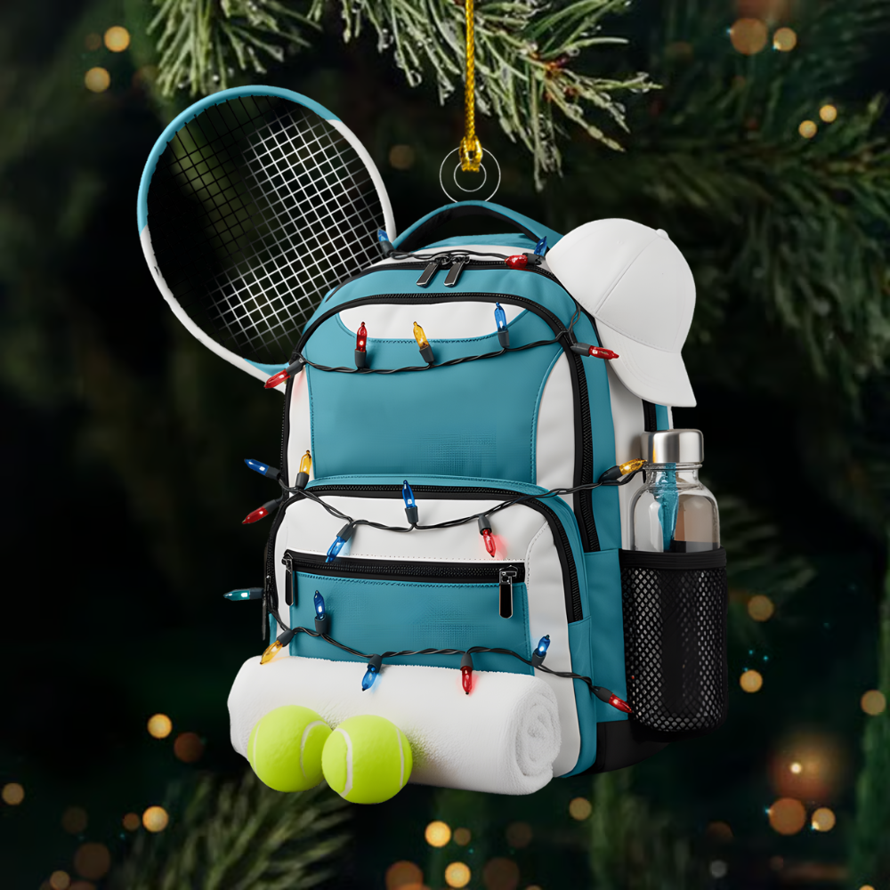 Personalized Tennis Bag Ornament 2025 – Custom Name Tennis Racket & Balls Ornament, Gift for Tennis Lovers Ornament