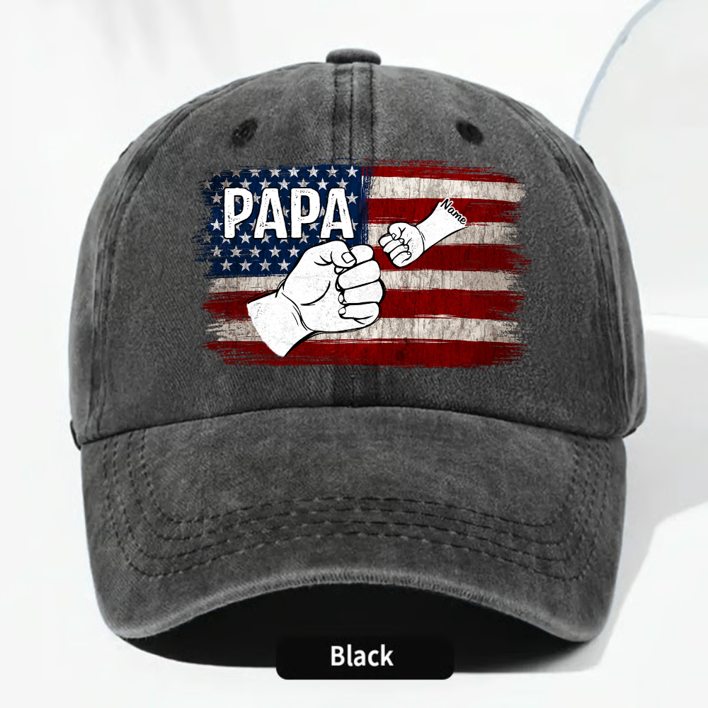 Papa Fist Bump Shirt with Kids Names – American Flag Custom