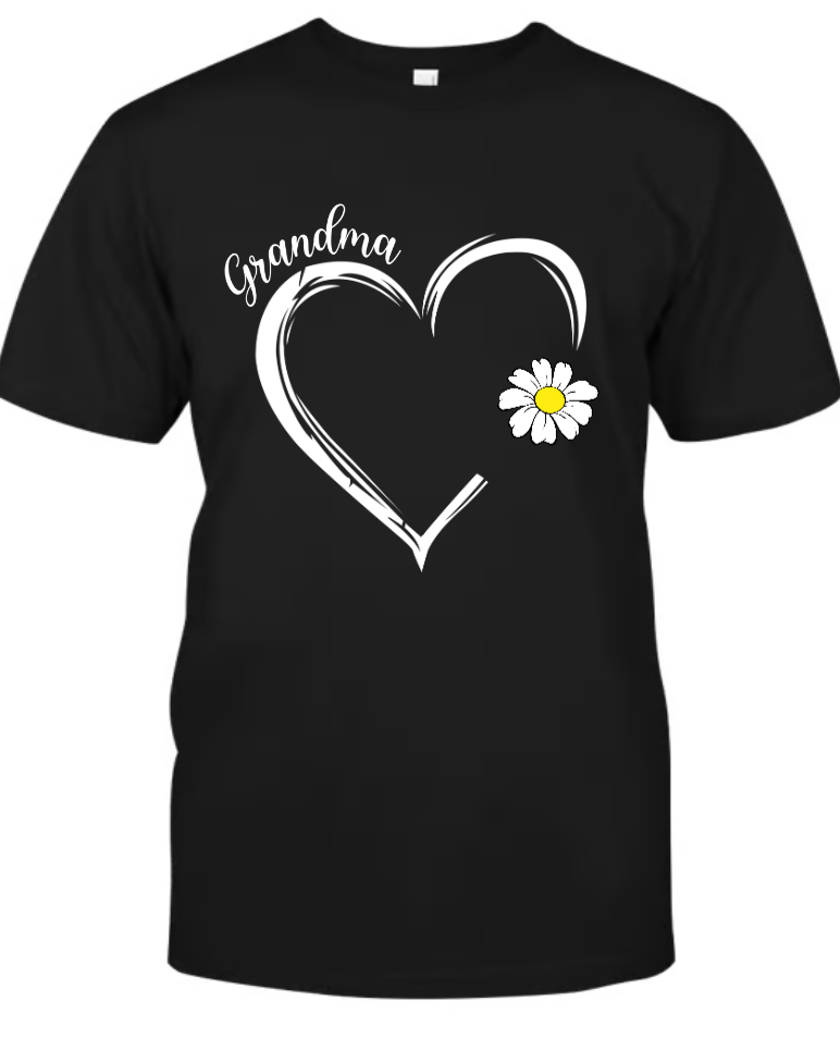 Grandma Daisy Heart Shirt, Custom Grandma With Kids, Mother's Day TH Copy