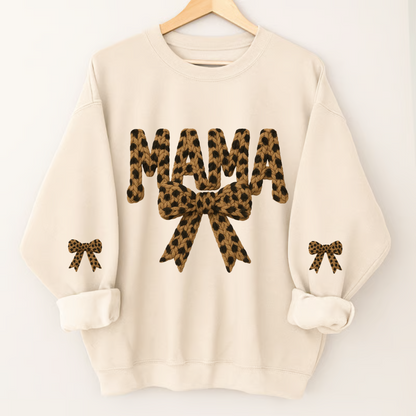 Personalized Mama Nana Mimi and Grandkids, Leopard Mimi, Latch Hook Yarn Faux Style