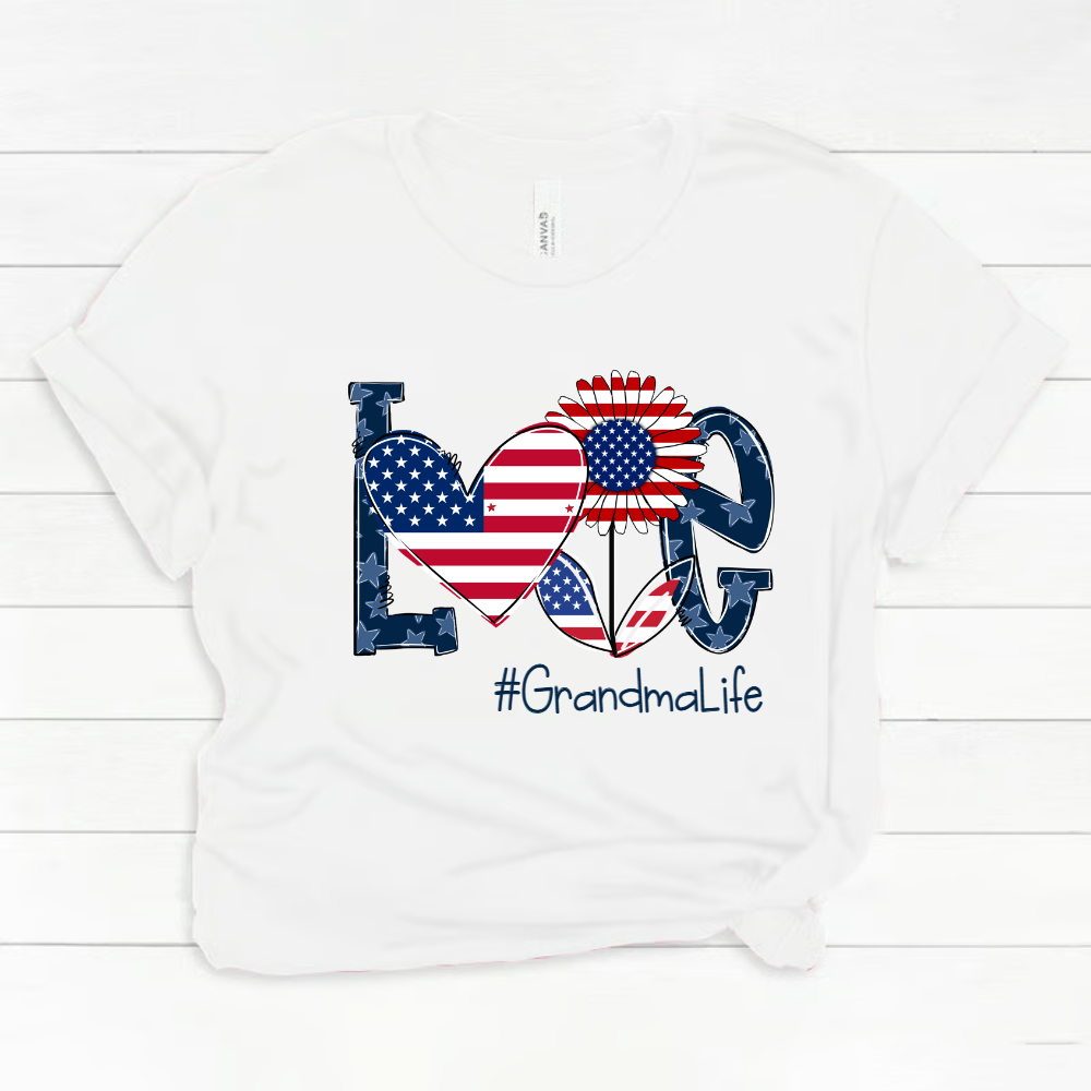 Love Grandma Life With Grandkids Heart Flag Sunflower