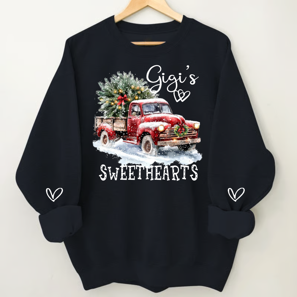 Gigi’s Sweethearts Sweatshirt, Truck Christmas Tree Shirt, Custom Gift For Grandma And Kids