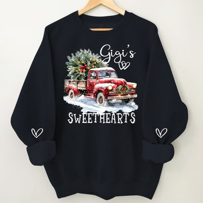 Gigi’s Sweethearts Sweatshirt, Truck Christmas Tree Shirt, Custom Gift For Grandma And Kids