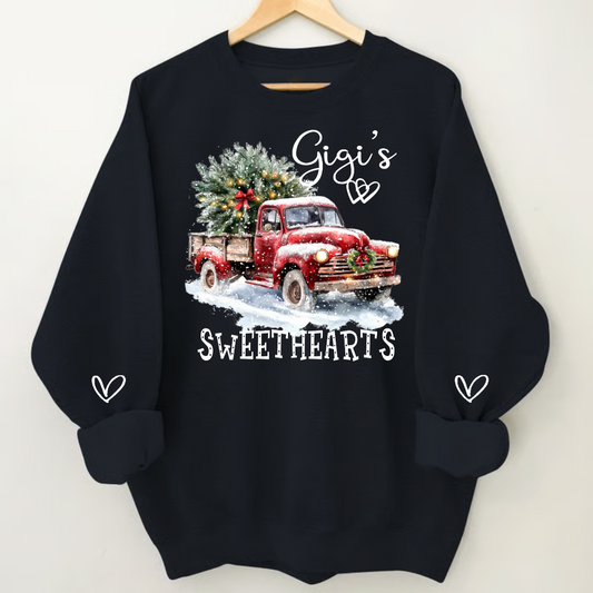 Gigi’s Sweethearts Sweatshirt, Truck Christmas Tree Shirt, Custom Gift For Grandma And Kids