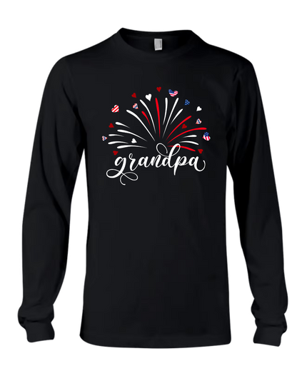 Firework America Flag Grandpa And Kids T-Shirt
